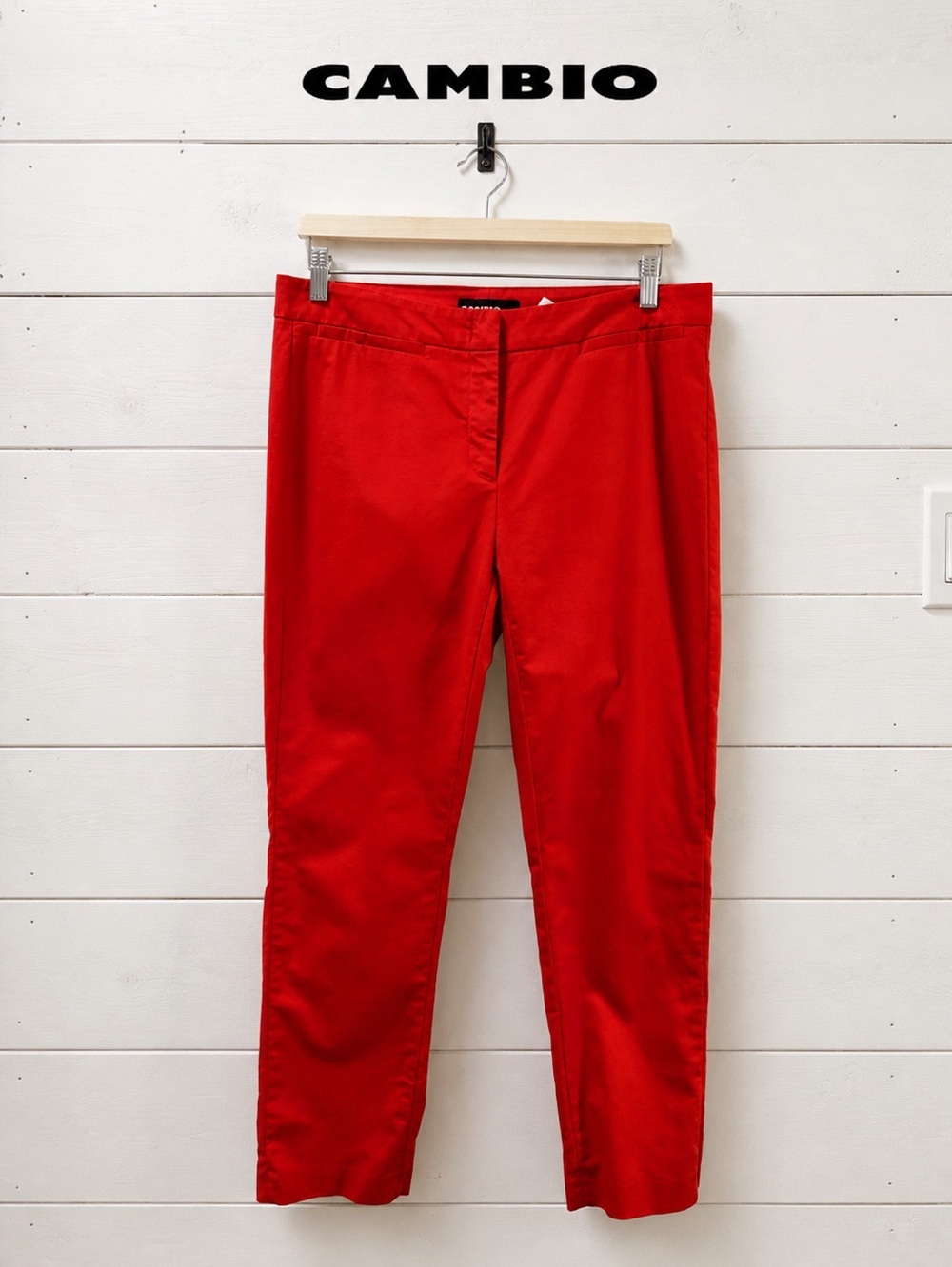 CAMBIO Red Pants Size 10 Bright Tailored Minimal Chic